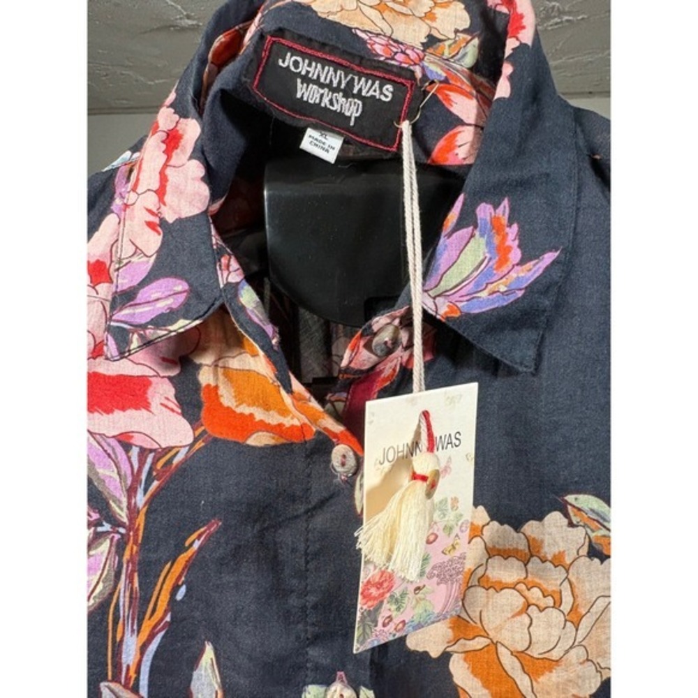 Johnny Was Workshop NWT Ramie Floral Button Up Blouse XL * - Picture 8 of 12